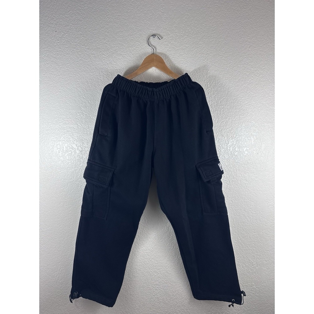 Pro Club Mens Heavyweight Cargo Sweatpants Black Streetwear Small Fleece Joggers